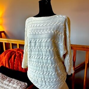 Cable knit light weight boat neck sweater L Ralph Lauren